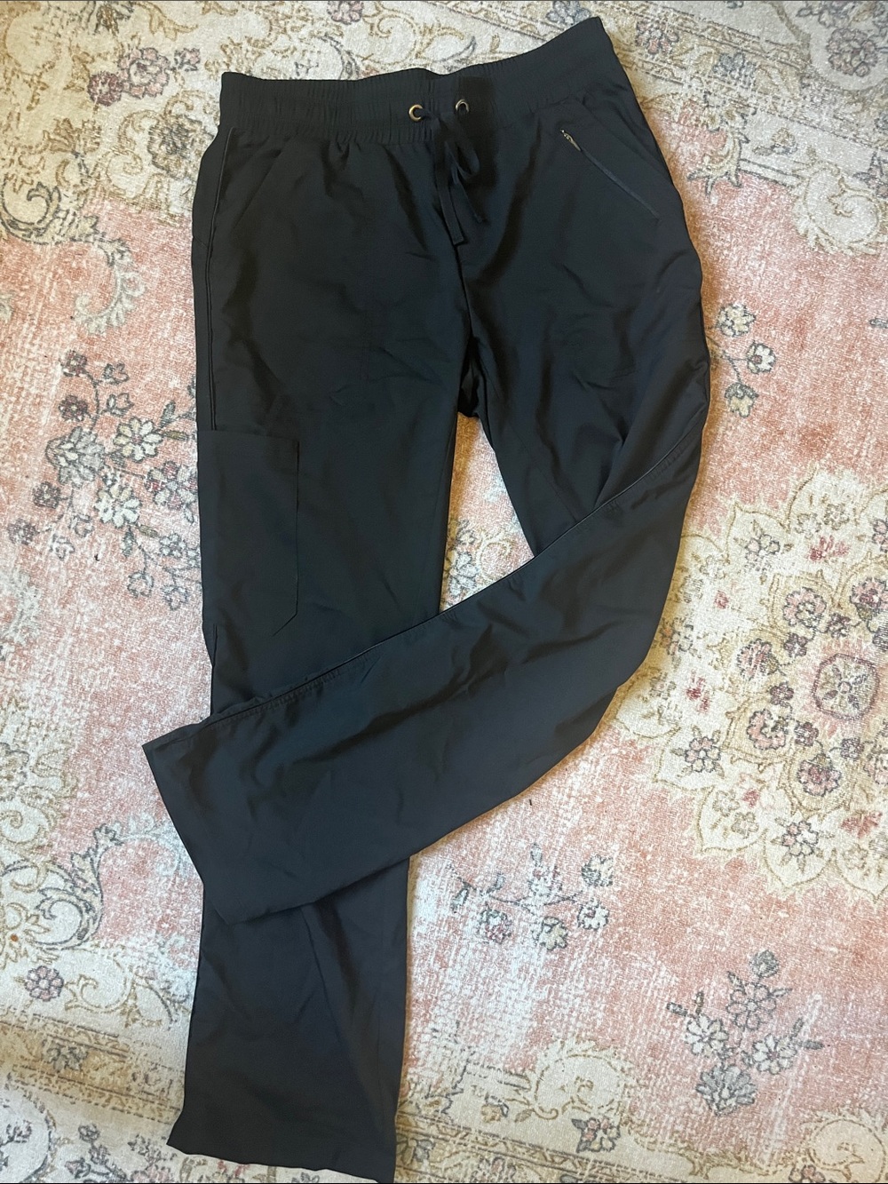 healing hands Black Straight-Leg Utility Scrub Pants with Zip Pocket - Picture 2 of 6